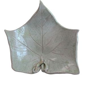 Green Leaf Pottery Dish Bowl Plate Dish Tray